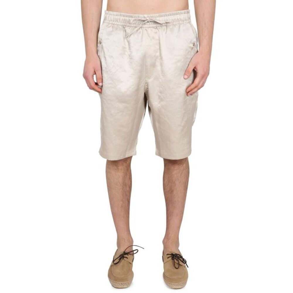 NEEDLES Men's Drawstring Waist Relaxed Fit Shorts Men Beige Pants